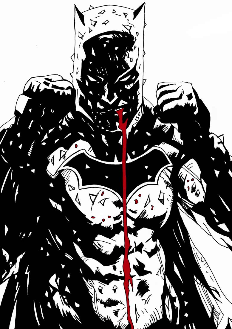 batman-5 Batman art in black and white with red accent